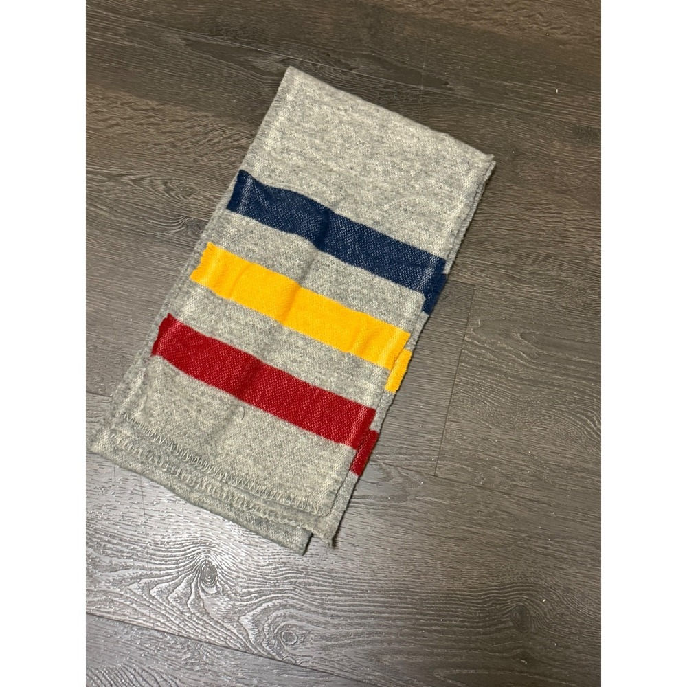 Faribault Woolen Mill Co Scarf Gray‎ Wool Cotton Blend Multi Stripe Made in USA